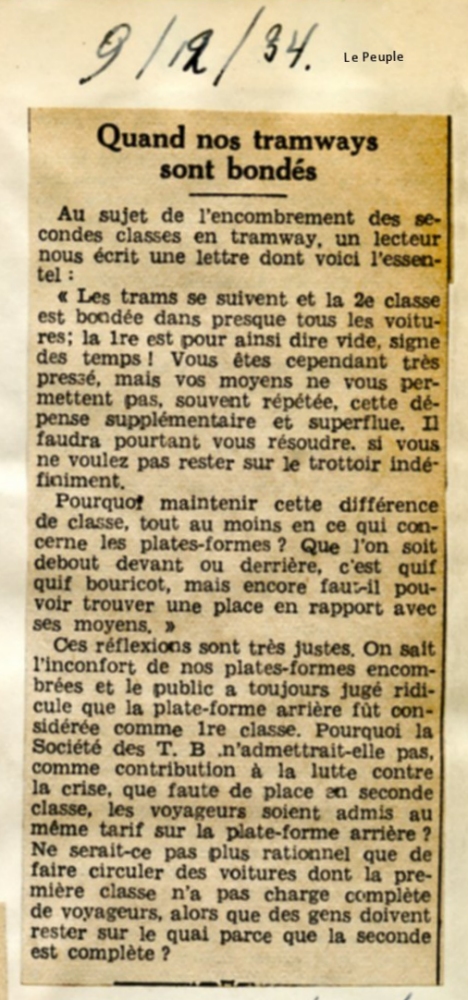 Le Peuple 09/12/1934 Collection MTUB