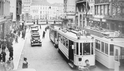 Motrice 4030 (ligne 16) Auteur inconnu - 1931 - 1934 Porte de Namur - Chaussée d'Ixelles Collection MTUB