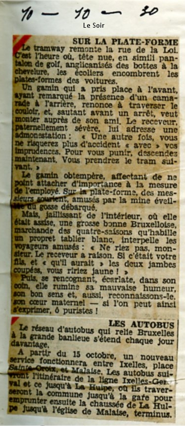 Le Soir 10/10/1930 Collection MTUB